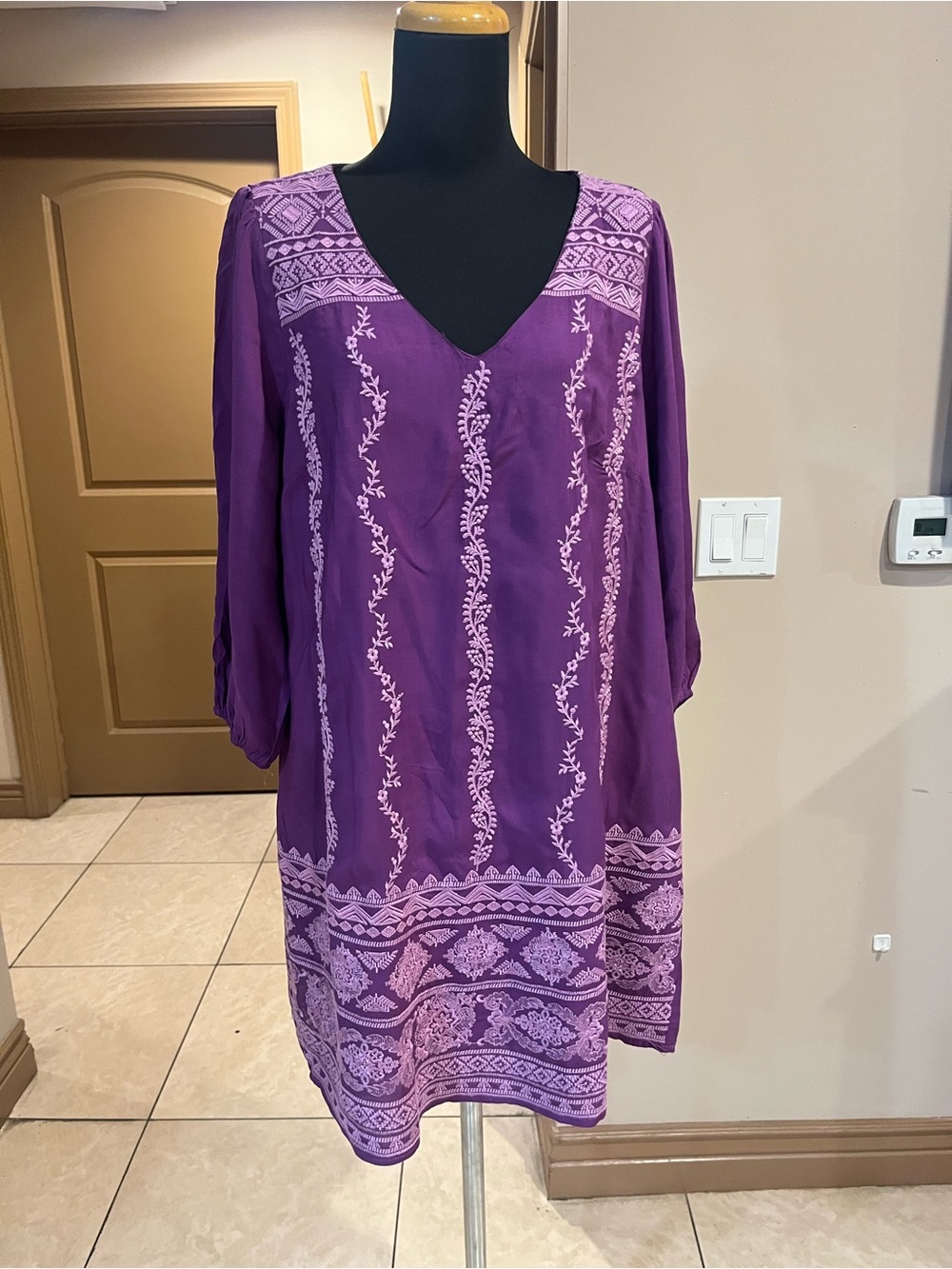 Savanna Jane Purple Embroidered V-Neck Tunic